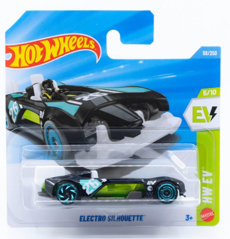 2026 Hot Wheels Electro Silhouette in Black - Stav karty: B (Lehké opotřebení) 