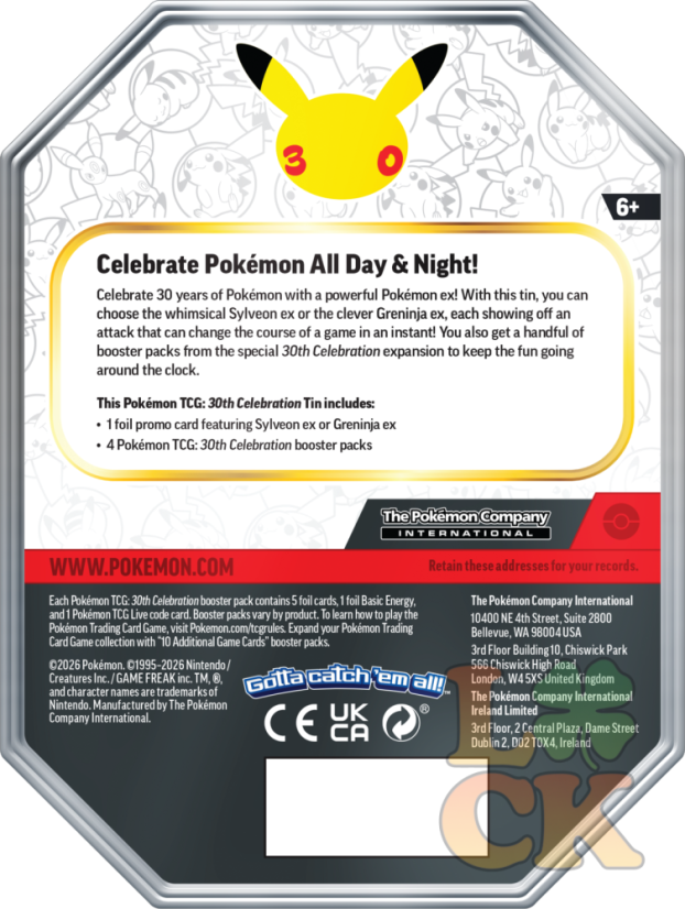 Pokémon TCG: 30th Celebration ex Tin