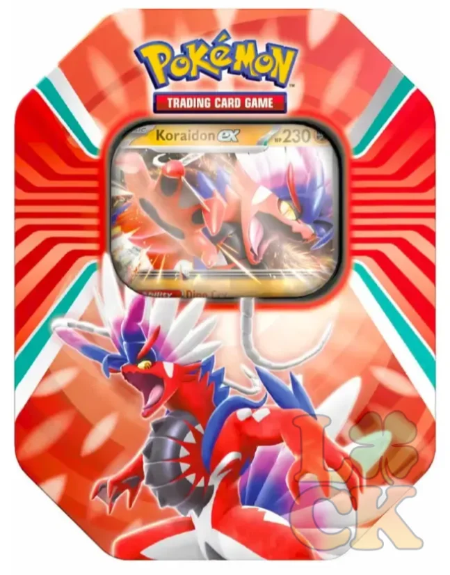 Pokémon TCG Paldea Legends Tin Koraidon ex – červená sběratelská kovová plechovka